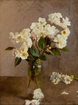 Sir George Clausen : Little White Roses
